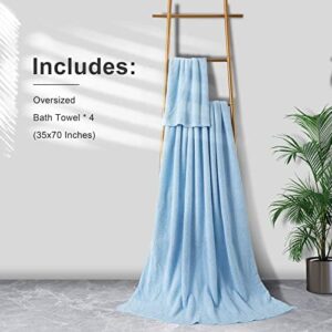 Extra Large Bath Towel Sheet Set 35x70 Inches - Oversized Bath Towels Set,Jumbo Large Microfiber - Quick Dry, Lightweight,Super Soft,Highly Absorbent Towel Set for Bathroom,Hotel,SPA,Pack of 4 (Blue) - Image 6