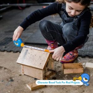 8Ft Animal Shaped Kids Tape Measurer, Fun Level and Protractor Angle Finder, Educational Children's Tools, Small Measuring Tapes for Learning Early Math Skills, Ages 3 and up, Blue Bird - Image 11