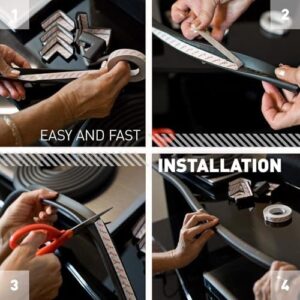 Baby Proof Corners & 15ft Edges with Furniture Corner & Edge Safety Bumpers, Impact-Absorbent Bumper & 4 Foam Corner Protectors, Cushy, Thick, Odorless Table Edge Protectors for Baby, Child | Black - Image 6