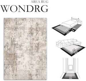 6x9 Washable Area Rug Brown Grey Neutral Abstract Living Room Bedroom Large Throw Rug Non Slip Soft Low Pile Indoor Floor Carpet for Dining Room Kitchen Office Entryway - Image 2