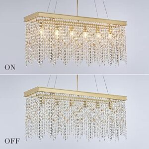 Q&S Gold Chandeliers Luxury Modern Crystal Chandelier Light Fixtures for Dining Room Kitchen Island Living Room L30 6-Lights UL Listed - Image 7