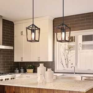 EDISHINE Pendant Lights for Kitchen Island, 1-Light Farmhouse Cage Hanging Light Fixtures, Rustic Wood with Brown Finish, Adjustable Height Pendant Light for Dining Room, Allway and Foyer - Image 9