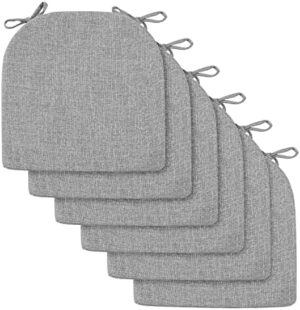 downluxe Indoor Chair Cushions for Dining Chairs, Soft and Comfortable Textured Memory Foam Kitchen Chair Pads with Ties and Non-Slip Backing, 16" x 16" x 2", Light Grey, 6 Pack - Image 2