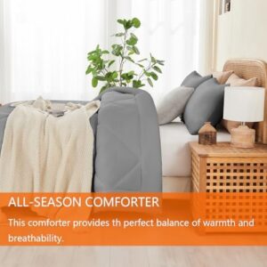 Full Comforter Set Grey, 3 Pieces Lightweight All Season Solid Bedding Comforters Sets, Down Alternative Comforter Bed Set Quilt Blanket, (86x82In Comforter & 2 Pillowcases),Gray - Image 7