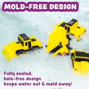 Tub Works® Construction™ Trucks Mold Free Bath Toys, 6 Pack | Sealed, No Hole Bath Toys Design Keeps Moisture Out | Soft, Squeezable & Float on Water | Baby & Toddler Bath Toys | Kids Car Bath Toys - Image 4