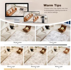 8'x10' Area Rug for Living Room Bedroom Machine Washable Non Slip Vintage Carpet Foldable Floor Cover Kitchen Accent Indoor Mat Throw Rug for Laundry Dining Room Bathroom Office, Beige - Image 9