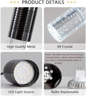 3-Lights Pendants Light for Kitchen Island Chandeliers Dining Room Pendant Lighting Fixture Bubble Crystal Ceiling Hanging Lights Bedroom Island Kitchen 6000K White Light Fixtures Black - Image 5