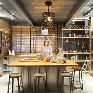 Farmhouse Pendant Light: Industrial Pendant Lights Kitchen Island - Small Rustic Metal Cage Drum Chandelier for Dining Room Over Table Lighting - Black with Retro Wood Texture E26 Base - Image 5