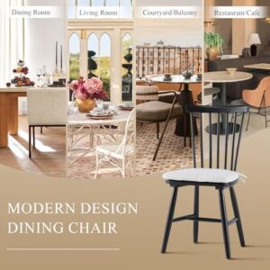 COLAMY Windsor Dining Chairs Set of 6, Kitchen Dining Chairs with Spindle Back, Wood Farmhouse Dining Chairs for Dining Room, Restaurant, Black - Image 6