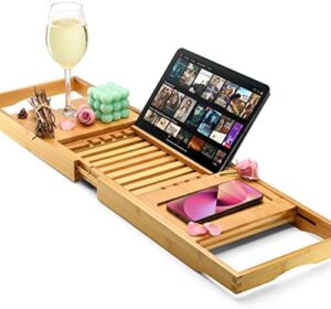 Luxury Foldable Bathtub Tray Caddy - Waterproof Wooden Bath Organizer for Wine, Book, Soap, Phone - Expandable Size Fits Most Tubs - Image 6
