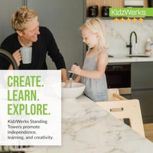 Child Standing Tower Kids Kitchen Step Stool Toddler Wood Stepping Stool - Children's Montessori Stool - Adjustable Platform, Natural Wood - Image 2