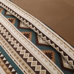 Dinjoy Brown Boho Comforter Set Queen Size,7 Pieces Bed in a Bag Queen Coffee Aztec Bedding Sets with Sheets Bohemian Geometric Striped Complete Set for Spring Summer 90"x90" - Image 8