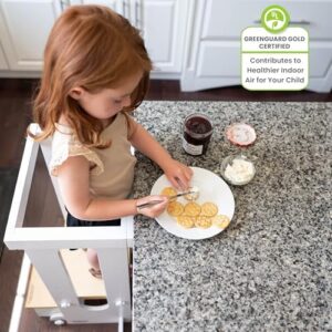 Little Partners Foldable Toddler Tower - Explore 'N Store Montessori Kitchen Tower for Cooking, 22.28" L x 19.56" W x 33.50" H, Ages 2 to 6 (White w/Natural) - Image 6