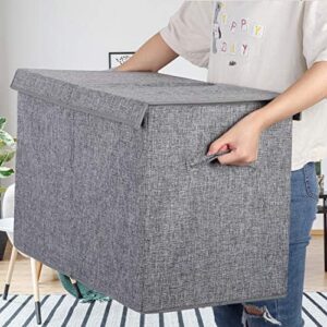 popoly Large Toy Box Chest with Lid, Collapsible Sturdy Toy Storage Organizer Boxes Bins Baskets for Kids, Boys, Girls, Nursery, Playroom, 25"x13" x16" (Linen Gray) - Image 5
