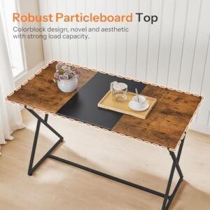 HOOBRO 47''Dining Table, Kitchen Dining Table for 4, Wooden Kitchen&Dining Room Table, Industrial Style Table, Rectangular Dining Table for Home, Kitchen, Office, Rustic Brown and Black BF16CZ01 - Image 7