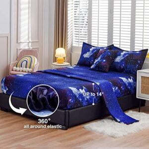A Nice Night Galaxy 6Pcs Bedding Sets Outer Space Comforter Bed in a Bag 3D Printed Quilt,for Children Boy Girl Teen Kids,Twin 6Pcs - Image 3