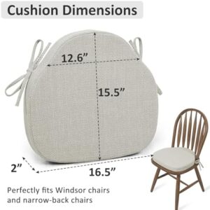 Shinnwa Kitchen Chair Cushions Set of 4, High-Resilience Foam Windsor Seat Pads, Dining Chair Cushions with Ties & Textured Cover, 4 Pack, 16.5 x 15.5 x 2, Off White - Image 6