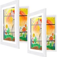 [2-Pack] Kids Artwork Frames Changeable, 8.5 x 11-IN Frames for Kids Artwork, Front Opening Picture Frames, Home Decor, Up to 150 Pcs of Kids Art Frame, Craft Storage, Hanging Wall Decor, Art