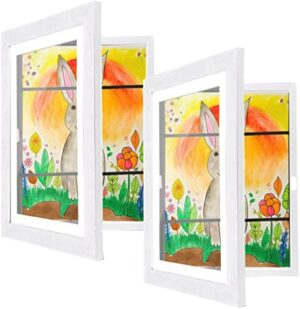 [2-Pack] Kids Artwork Frames Changeable, 8.5 x 11-IN Frames for Kids Artwork, Front Opening Picture Frames, Home Decor, Up to 150 Pcs of Kids Art Frame, Craft Storage, Hanging Wall Decor, Art