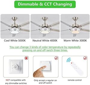 Ceiling Fan with Lights Remote Control, Modern Minimalist,6 Speeds 3 Color Dimmable Light, Brushed Nickel 52 Inch Stainless Steel 5 Blades for Kitchen Garage Dining Room(Silver) - Image 5