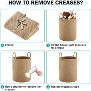 Jute Rope Laundry Hamper Basket by YOUDENOVA, 58L Tall Laundry Basket, Baby Nursery Hamper for Blanket Storage for Bedroom-Large-Jute - Image 7