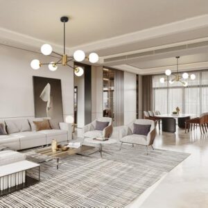 6-Light Black and Gold Sputnik Chandelier Modern Globe Sputnik Ceiling Light Fixture Mid Century Chandeliers with Milk Glass Shade Height Adjustable for Kitchen Living Room Dining Room - Image 2
