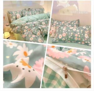Sage Green Duvet Cover,Botanical Daisy Floral Duvet Cover Set,3 Pcs Kids Comforter Cover Set,Garden Flower Bedding Set,Soft Reversible for Girls Women Boys(Flowers,Twin) - Image 5