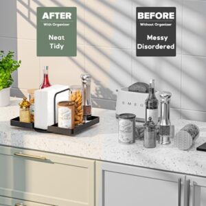 Napkin Holder for Table Rotating Standing Napkin Dispenser with Salt and Pepper Shakers Caddy Metal Paper Towel Holder for Kitchen Dining Bathroom Farmhouse Picnic Decors Black Not Including Shakers - Image 7