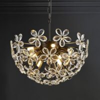 17" Modern Black Crystal Sputnik Chandelier for Dining Living Room Glam Luxury Petal Hemisphere Chandelier 7-Light for Foyer Hallway Elegant Pendant Ceiling Light Fixture for Kitchen Bedroom