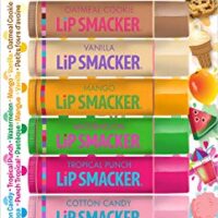 Lip Smacker Original & Best Holiday Flavored Lip Balm Party Pack, Oatmeal Cookie, Vanilla, Mango, Watermelon, Tropical Punch, Cotton Candy, Kiwi, Strawberry, Clear