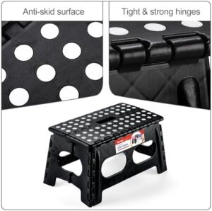 ACSTEP Folding Step Stool,15-Inch Extra Wide 9Inch Height Heavy Duty Stepping Stool More Safe and Comfortable Non Slip Foldable Step Stool for Kids and Adults Black - Image 3