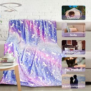 Unicorn Glow in The Dark Blanket, Unicorn Blanket for Girls/Kids Age 3-12, Toddler Soft Fleece Blanket Throw Birthday Gift 40"x60" - Image 6