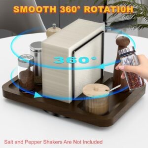 Napkin Holder for Table, Rotating Metal Standing Napkin Dispenser with Salt and Pepper Shakers Caddy Standing Paper Napkin Storage for Kitchen Dining Table Decor Not Including Shakers - Image 2