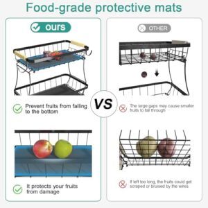 2 Tier Fruit Basket for Kitchen with 2 Banana Hangers, Detachable Metal Fruit Bowl for Kitchen Counter for Fruit and Vegetable Storage, Large Capacity Tiered Fruit Tray - Image 5