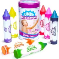 Tub Works® Smooth™ Jumbo Bath Crayons Bath Toy | Nontoxic, Washable Bath Crayons for Toddlers & Kids | Unique Formula Draws Smoothly & Vividly on Wet & Dry Tub Walls | Large, Easy-Grip Bathtub Crayons