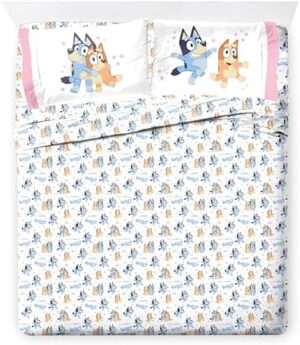 Jay Franco Bluey Queen Size Comforter Set - 7 Piece Bedding Includes Sheet Set & Pillow Covers - Super Soft Cozy Striped Bedding - Image 6