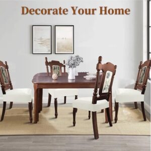 Leather Seat Covers for Dining Room Chairs Set of 4, Waterproof Kitchen Chair Seat Protector Slipcovers Made of 4-Way High Stretch PU Leather and Rear Covers Design (Cream 4 Pcs) - Image 7