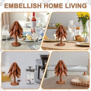 Tree Trivet Set - Foldable Wooden Tree Trivets for Hot Dishes, Set of 4 Heat-Resistant Coasters with Stand, Decorative Wooden Trivet Tree for Kitchen and Dining - Image 6