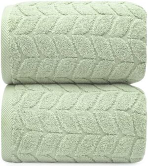 Ultra Soft & Stylish 700 GSM Luxury Bath Sheets | Pack of 2 | Extra Large 35x70 Inches | 100% Zero-Twist, Long-Staple Cotton | Remarkably Absorbent (Eucalyptus Green)