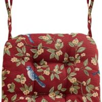 vctops Farmhouse Brid Print Chair Cushions with Ties U-Shaped Soft Comfortable Chair Pads Non Slip Seat Cushions for Indoor Dining Room and Kitchen Chairs (Red,16"x16")