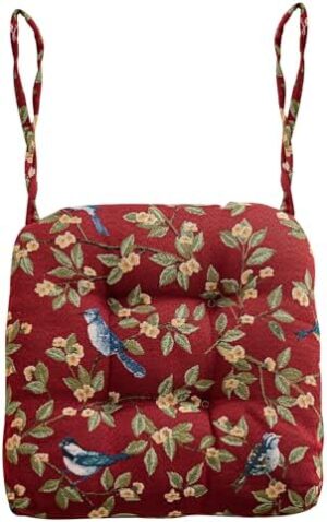 vctops Farmhouse Brid Print Chair Cushions with Ties U-Shaped Soft Comfortable Chair Pads Non Slip Seat Cushions for Indoor Dining Room and Kitchen Chairs (Red,16"x16")
