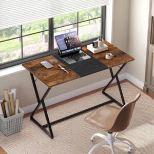 HOOBRO 47''Dining Table, Kitchen Dining Table for 4, Wooden Kitchen&Dining Room Table, Industrial Style Table, Rectangular Dining Table for Home, Kitchen, Office, Rustic Brown and Black BF16CZ01 - Image 5