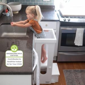 Little Partners Learning Tower Toddler Tower, Explore 'N Store Montessori Kitchen Tower for Cooking and Learning, 22.28" L x 19.56" W x 33.50" H, Ages 2 to 6 (Soft White) - Image 5