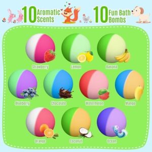 Bath Bombs for Kids with Surprise Toys Inside, 10 Pack Organic Kids Bath Bombs with Animal Toys Inside, Non Toxic Handmade Natural Bubble Bath Fizzies, Birthday Easter Gift for Children Girls Boys - Image 2