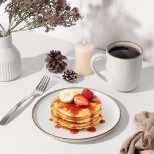 Herogo Plates and Bowls Set for 4, 12 Pieces Stoneware Dinnerware Sets, Double Reactive Glaze, Microwave & Dishwasher Safe, Scratch Resistant, Ivory White - Image 9