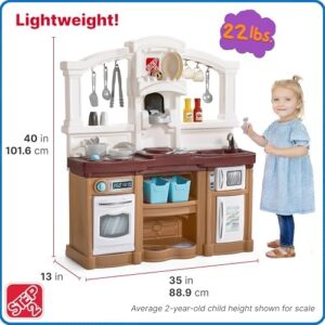 Step2 Fun with Friends Kids Kitchen Playset, Indoor/Outdoor Kitchenette, Interactive Play with Lights and Sounds, Durable Plastic, Includes 25 Piece Toy Accessories, Toddlers 2+ Years Old, Tan - Image 8