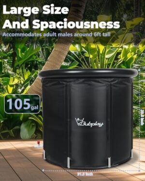 XL Ice Bath Tub for Athletes & Adults - 105 Gallons Ice Tub, Cold Plunge Tub with Cover for Indoor Outdoor, Ice Plunge Tub for Recovery & Cold Water Therapy - Black - Image 5