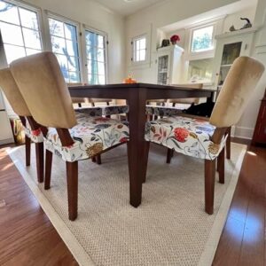 SearchI Water Repellent Dining Chair Seat Covers Set of 4, Washable Stretch Seat Covers for Dining Chairs, Rear-Covered Dining Room Seat Cover Protector(Orange Flower) - Image 4