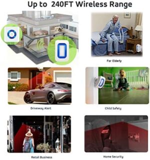 Wireless Motion Sensor Detect Alert, Home Security Driveway Alarm, Motion Detector Store Door Entry Chime Doorbell, Caregiver Pager for Elderly/Kids (1 Motion Sensor 2 Receiver) - Image 2