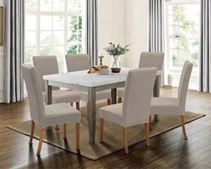 SPRINGRICO 6 Pack Dining Room Chair Covers with seat Belt, Stretch Parsons Chair Slipcover Washable Kitchen Dining Chair Cover Removable Seat Protector Set of 6, S3- Taupe - Image 3